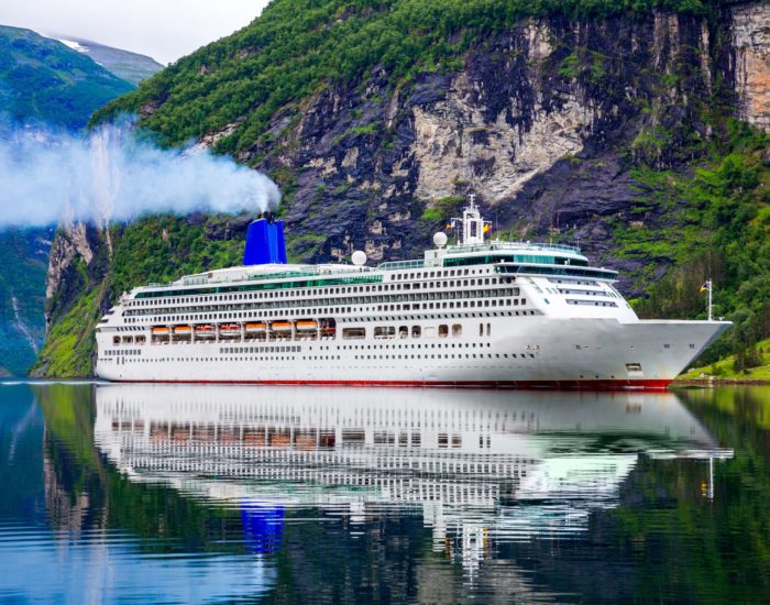 Cruise Ship, Cruise Liners On Geiranger fjord, Norway
